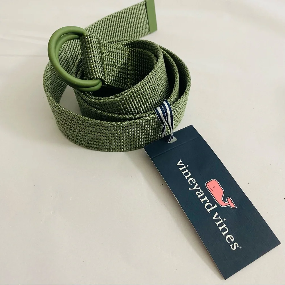 Men’s‎ Vineyard Vines NWT Vine Textured Webbing D-Ring On The Go Belt Sage Green